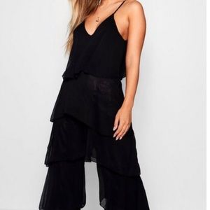 Black ruffle romper from boo hoo